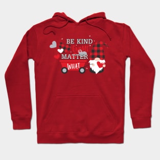 Be Kind Gnome Matter What, Valentine's Day,  Gnomes,Valentine Shirt Design, buffalo plaid Hoodie